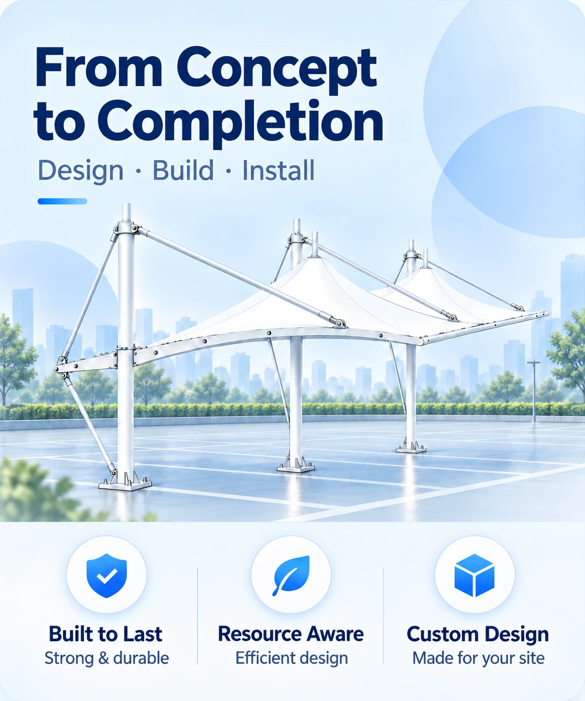 Membrane canopy illustration: design, fabrication and installation