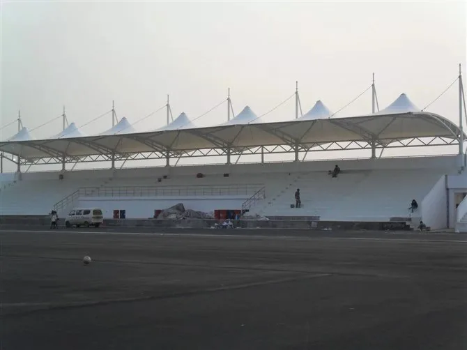 Membrane roofs for sports venue stands
