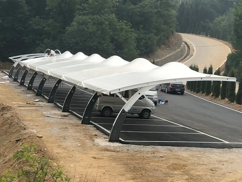 Membrane parking shelters for visitor attractions — reference image