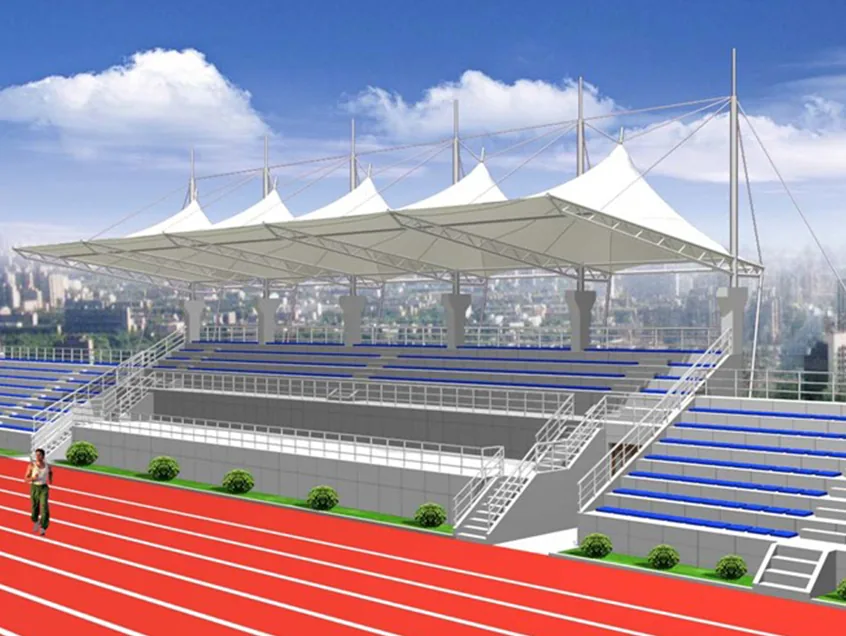 Sculptural membrane grandstand canopies for schools — reference image