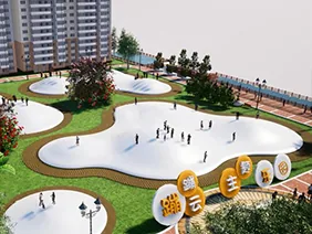 Inflatable play clouds for theme parks