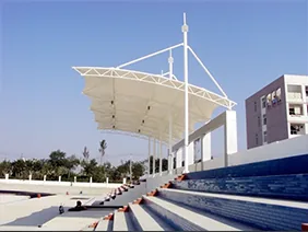 Landscape-led membrane grandstands for schools