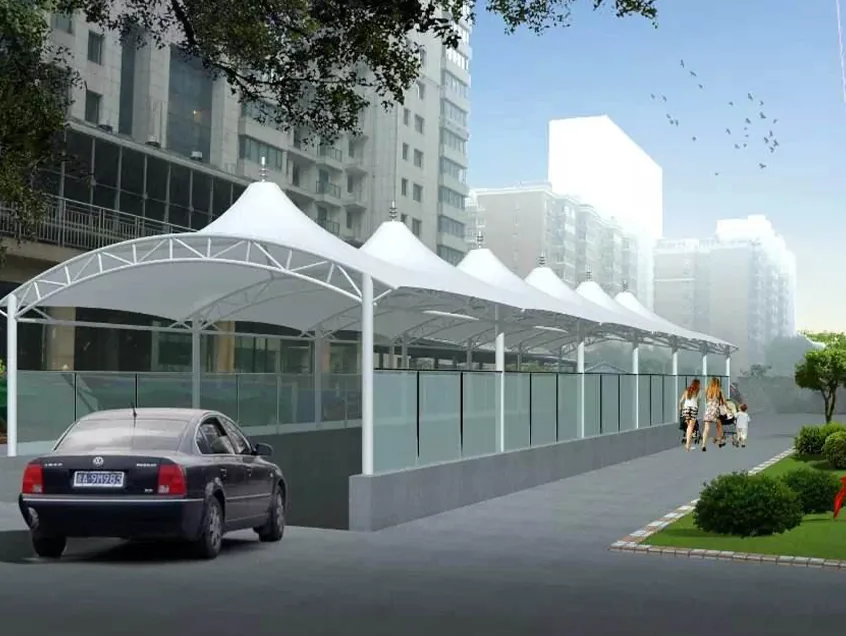 Membrane canopies for underground car park entrances — reference image