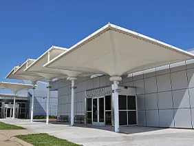 Membrane canopies for shop entrances