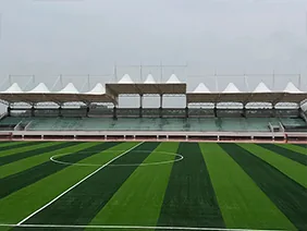 Membrane canopies for sports hall spectators