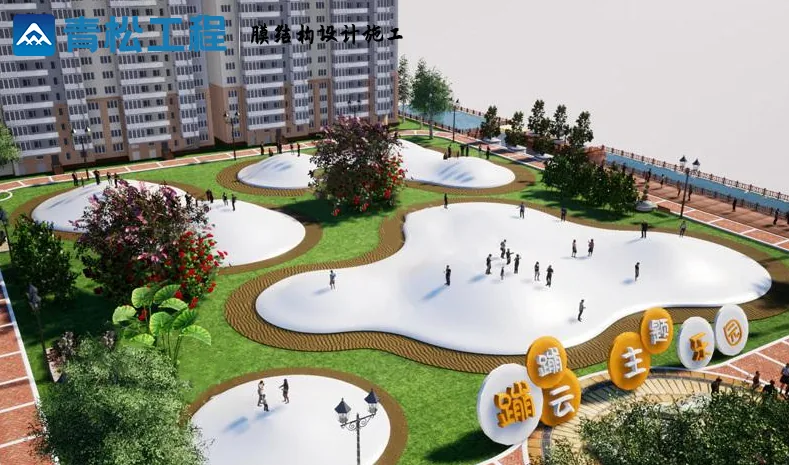 Inflatable play clouds for theme parks — reference image