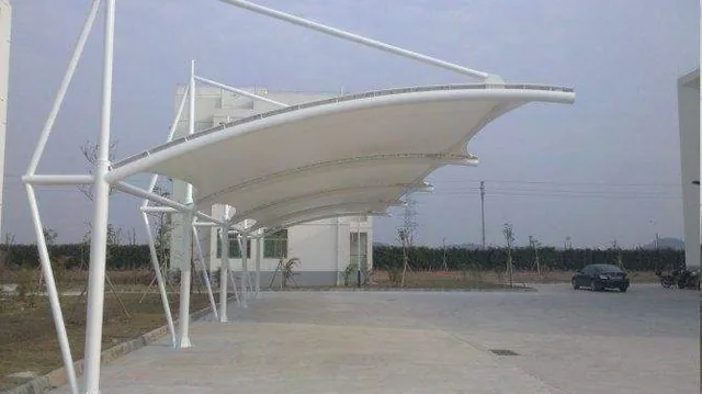 Seven-shaped membrane rain shelters — reference image