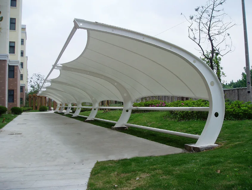 Residential parking shelters with a landscape design — reference image