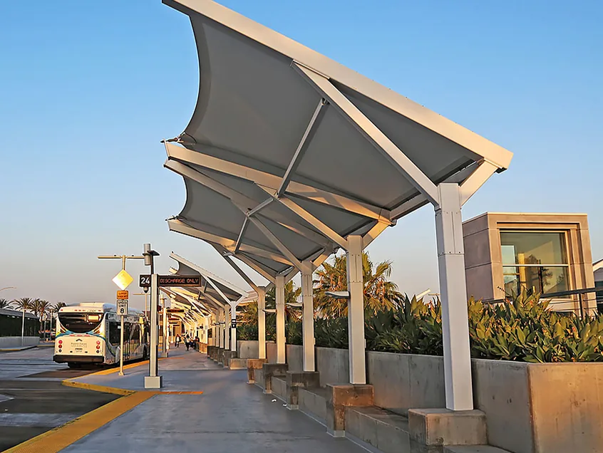Membrane shelters at bus platforms — reference image
