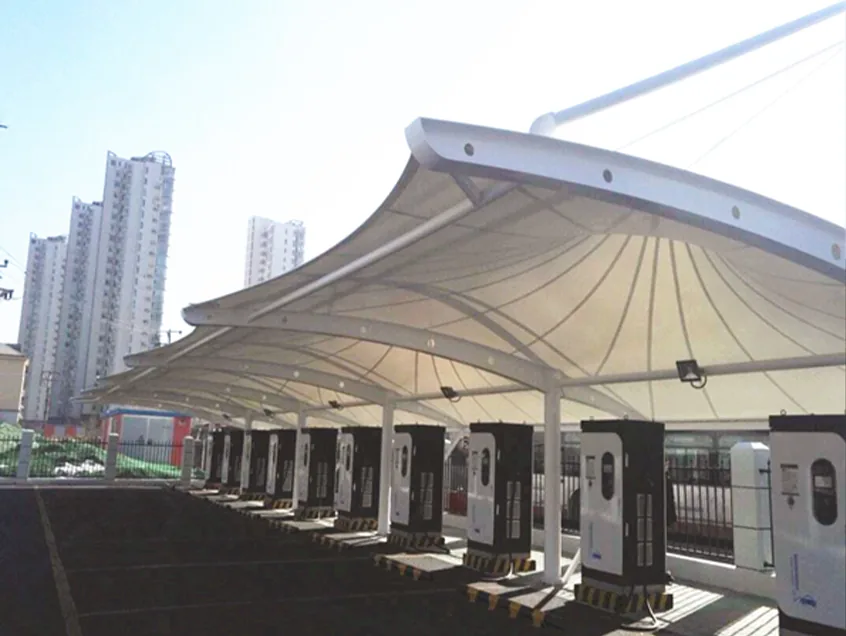 Membrane shelters for car park charging points — reference image
