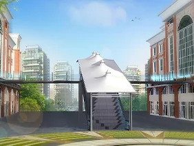 Membrane entrance canopies for shopping streets