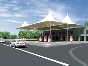 Sculptural membrane canopies for fuel stations