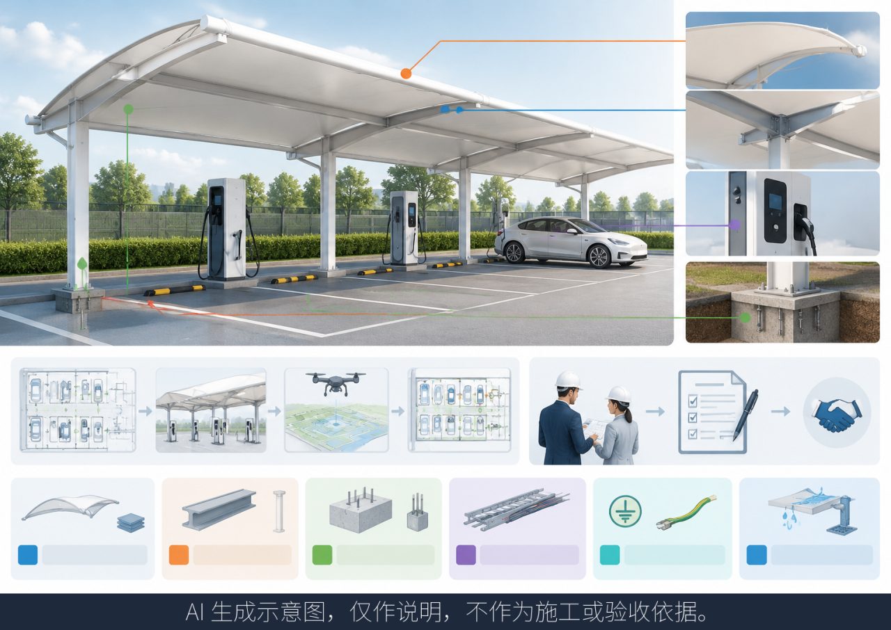 充电站雨棚与充电设备怎样分工:报价前先对齐接口示意图